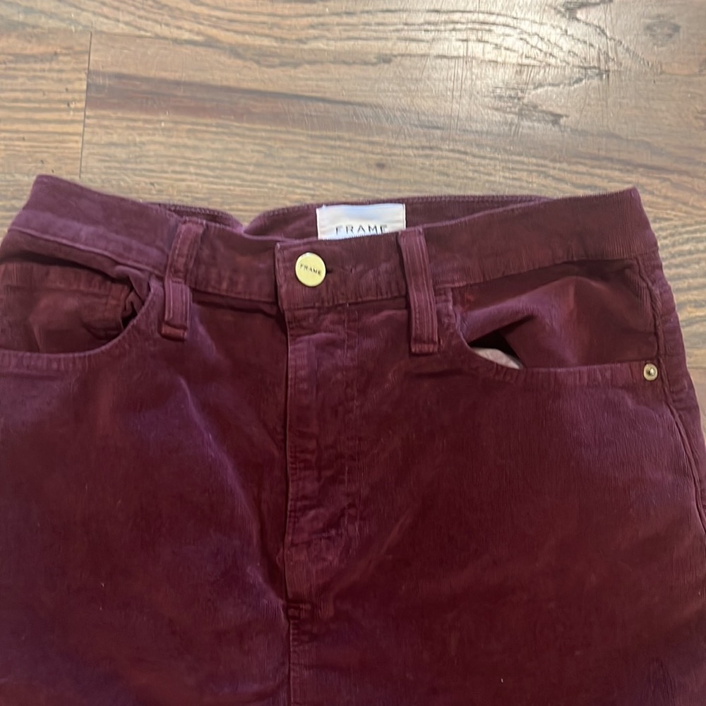 Frame Denim Burgundy Corduroy Mini Skirt - Picture 2 of 6